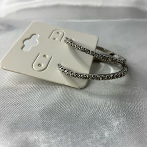 Silver diamond hoops